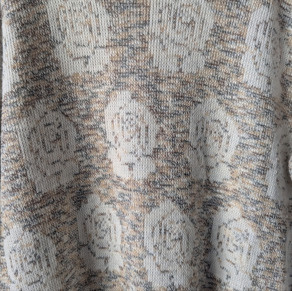 VTG 70s Neutral Pastel Roses Pinup Sweater Puff Sleeve Wide Neck XS Coquette - Picture 3 of 5